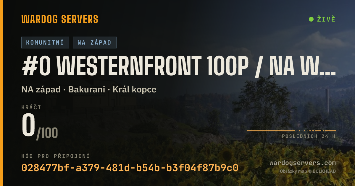 Živý stavový banner serveru #0 WESTERNFRONT 100P / NA WEST / ACTIVE ADMIN TEAM