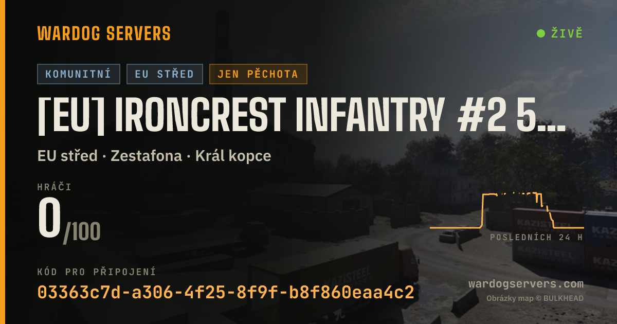 Živý stavový banner serveru [EU] Ironcrest INFANTRY #2 50v50 | IRONCREST.GG | discord.gg/iro