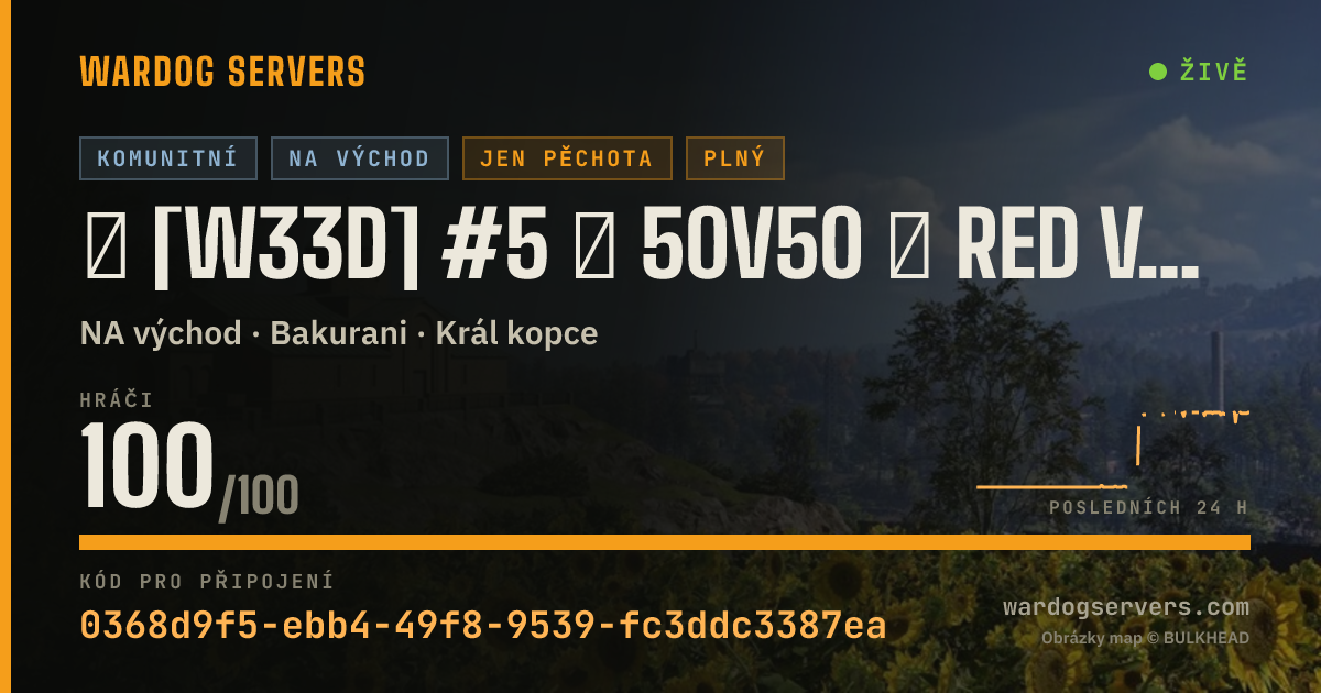 Živý stavový banner serveru ★ [W33D] #5 ★ 50v50 ★ RED vs GREEN ★ RAIN ONLY ★ Wardogs.host