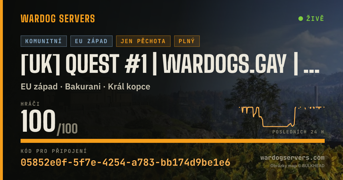 Živý stavový banner serveru [UK] QUEST #1 | wardogs.gay | Queers and allies | No heli GL
