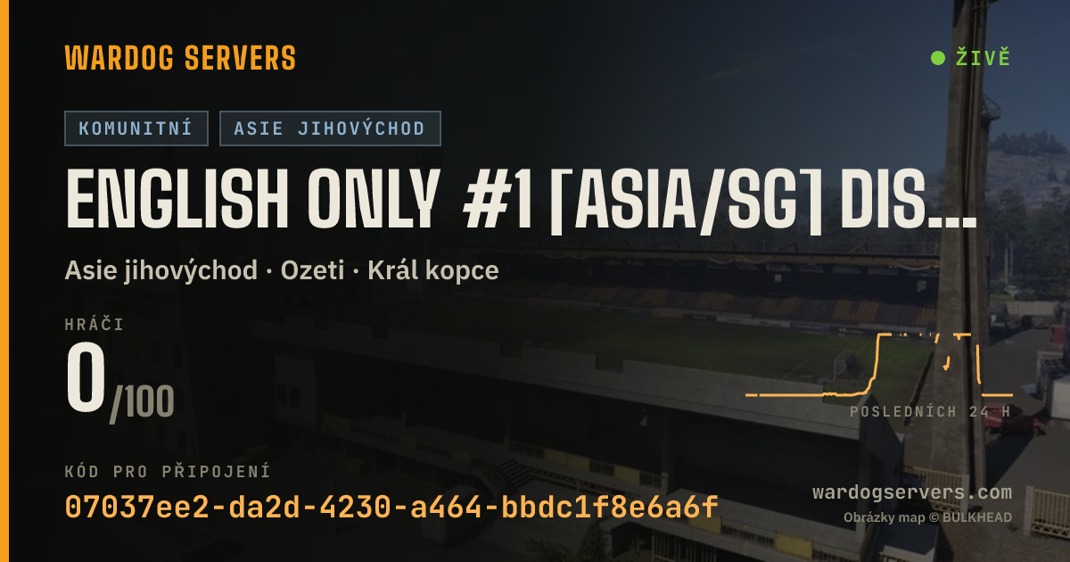 Živý stavový banner serveru ENGLISH ONLY #1 [ASIA/SG] discord.gg/warhogy | ACTIVE ADMINS