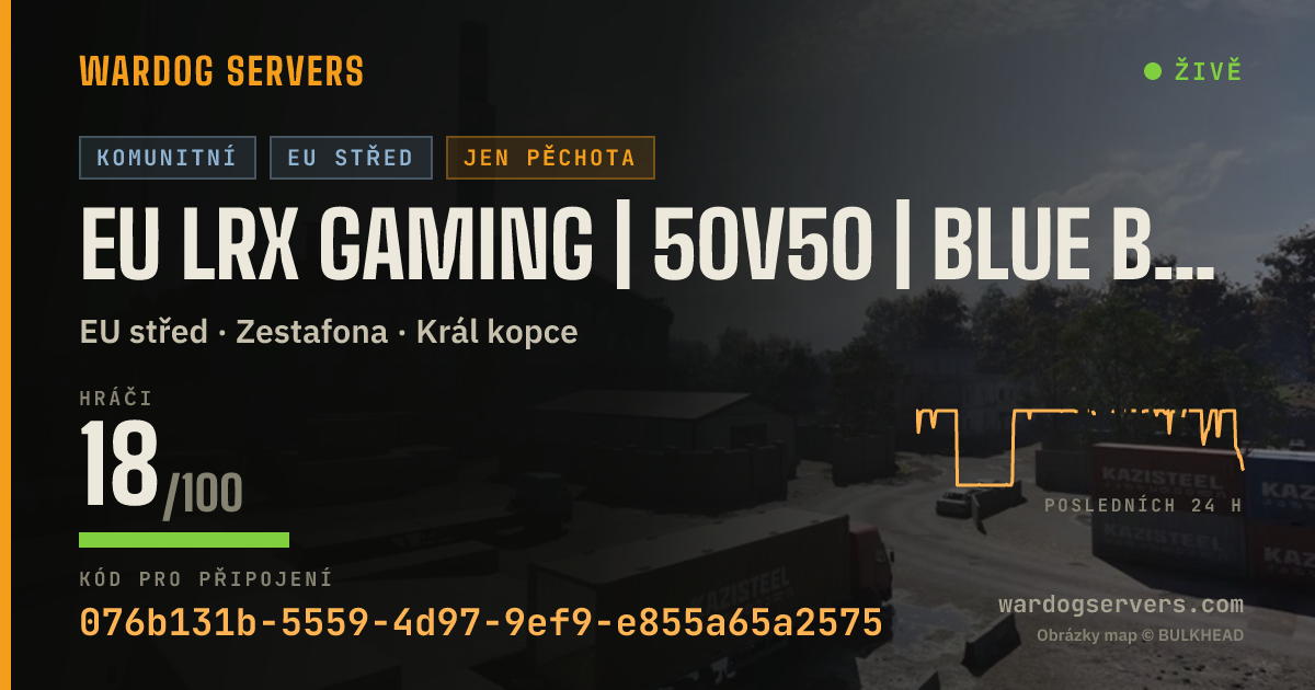 Živý stavový banner serveru EU LRX GAMING | 50V50 | BLUE BOOST | NO GL | EXP/+$ BOOST | disc