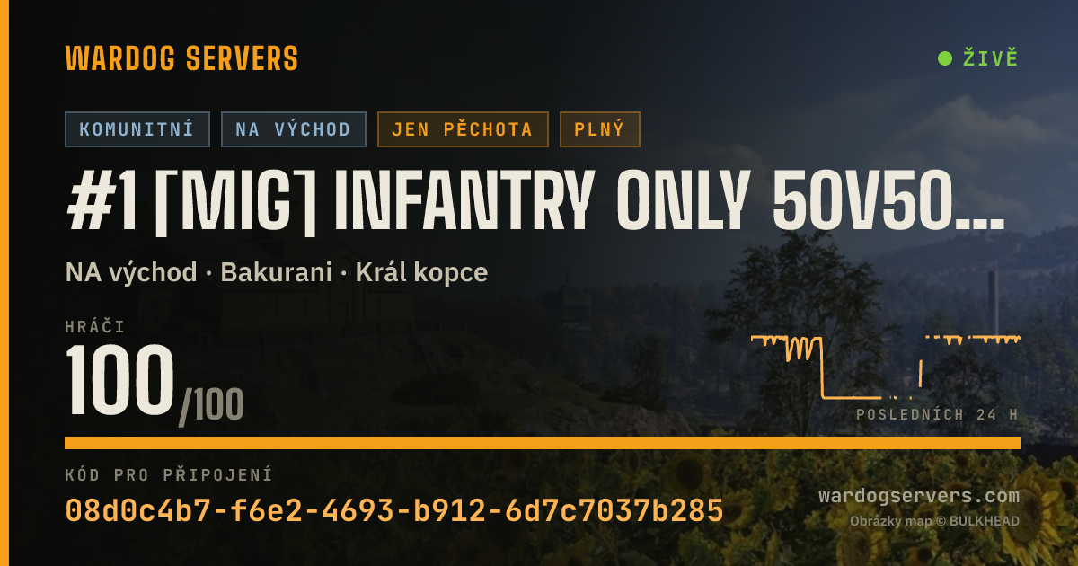 Živý stavový banner serveru #1 [MIG] INFANTRY ONLY 50v50 NO GLHELI DISCORD.GG/joinmig