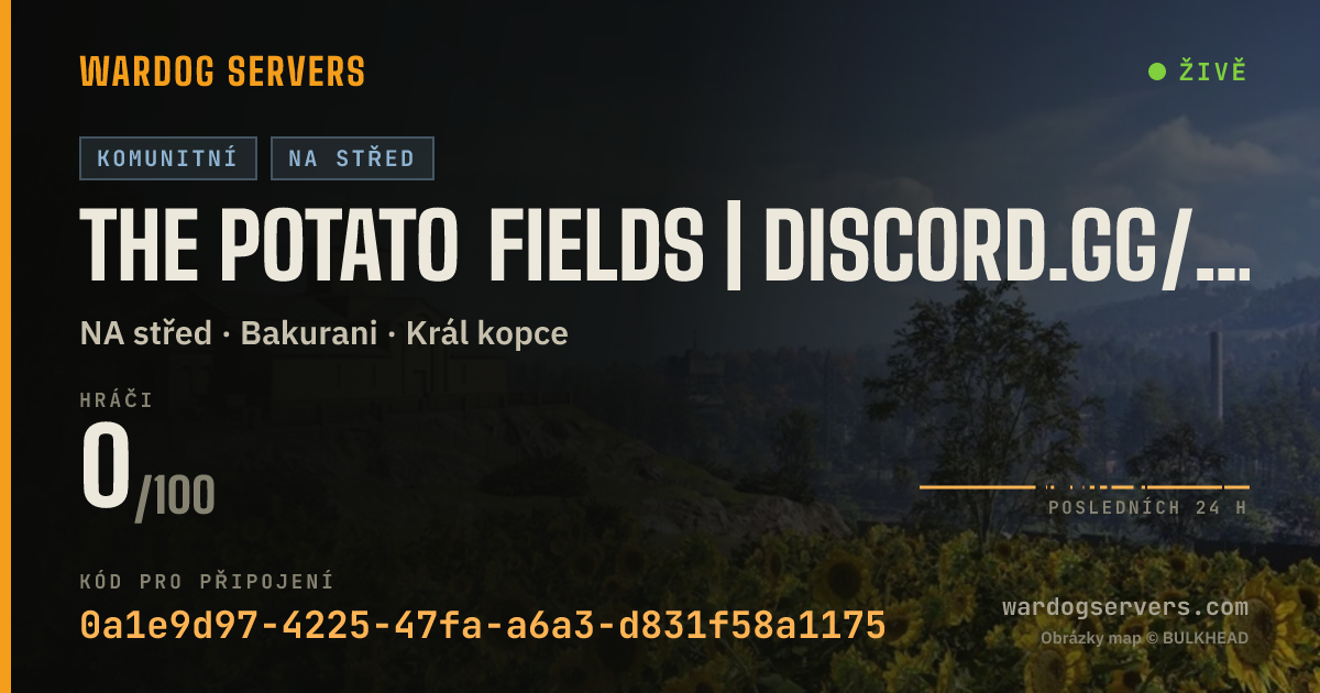 Živý stavový banner serveru The Potato Fields | discord.gg/thepotatofields