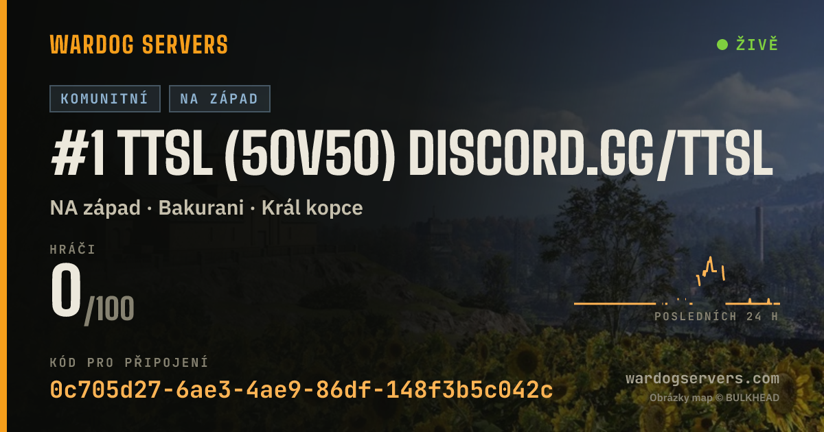 Živý stavový banner serveru #1 TTSL (50v50) discord.gg/ttsl