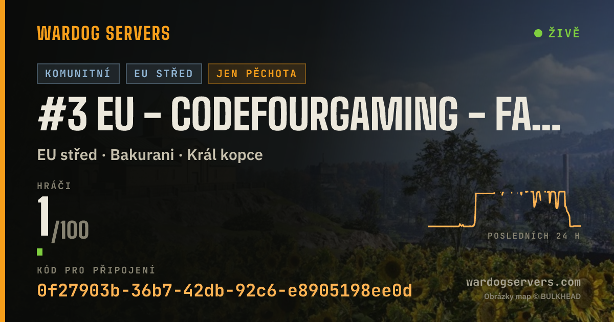 Živý stavový banner serveru #3 EU - CodeFourGaming - Fast Match - Infantry - discord.gg/c4g