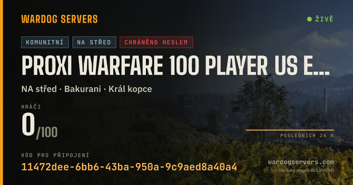 Živý stavový banner serveru PROXI WARFARE 100 PLAYER US EAST