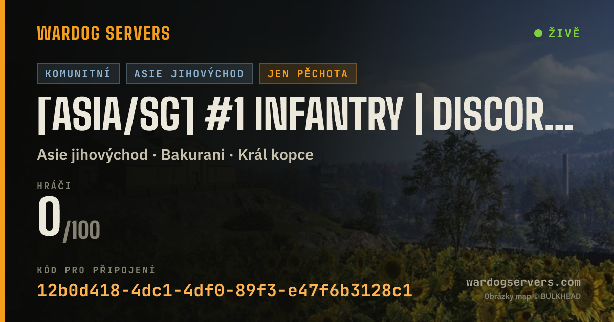 Živý stavový banner serveru [ASIA/SG] #1 INFANTRY | discord.gg/warhogy | ENGLISH ONLY