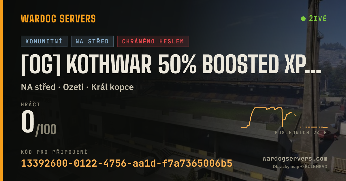 Živý stavový banner serveru [OG] kothwar 50% Boosted XP & Cash discord.gg/heventeran