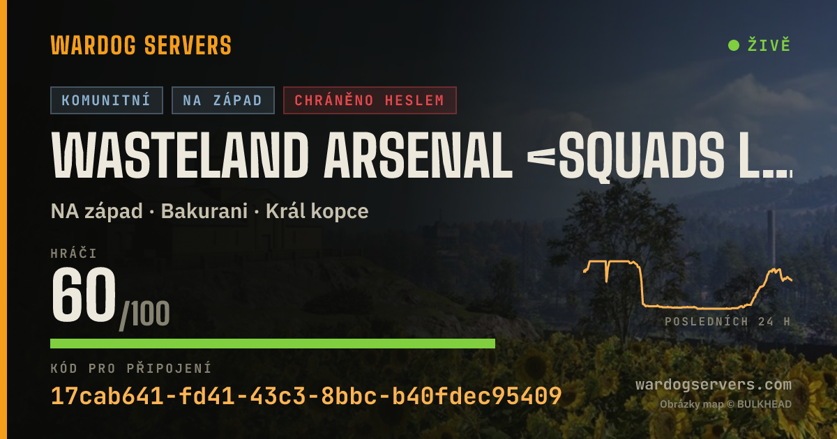 Živý stavový banner serveru WASTELAND ARSENAL <SQUADS LEADER > <Command-led-ops><Millitary>