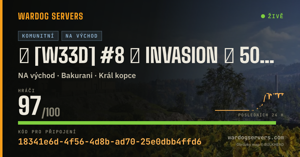 Živý stavový banner serveru ★ [W33D] #8 ★ INVASION ★ 50v50 ★ RED vs GREEN ★ Wardogs.host