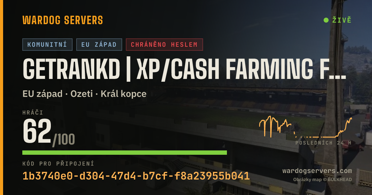Živý stavový banner serveru GETRANKD | XP/Cash Farming Factory | discord.gg/gXSNme5TRG