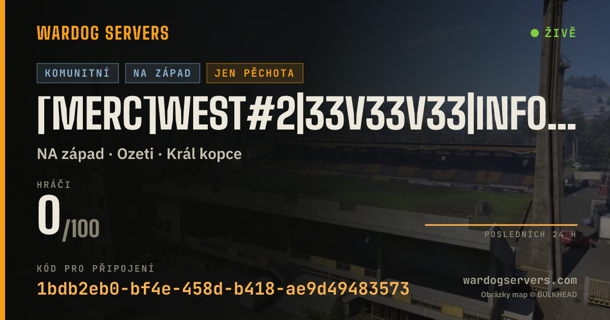 Živý stavový banner serveru [Merc]West#2|33v33v33|InfOnly|Discord.gg/m3rc