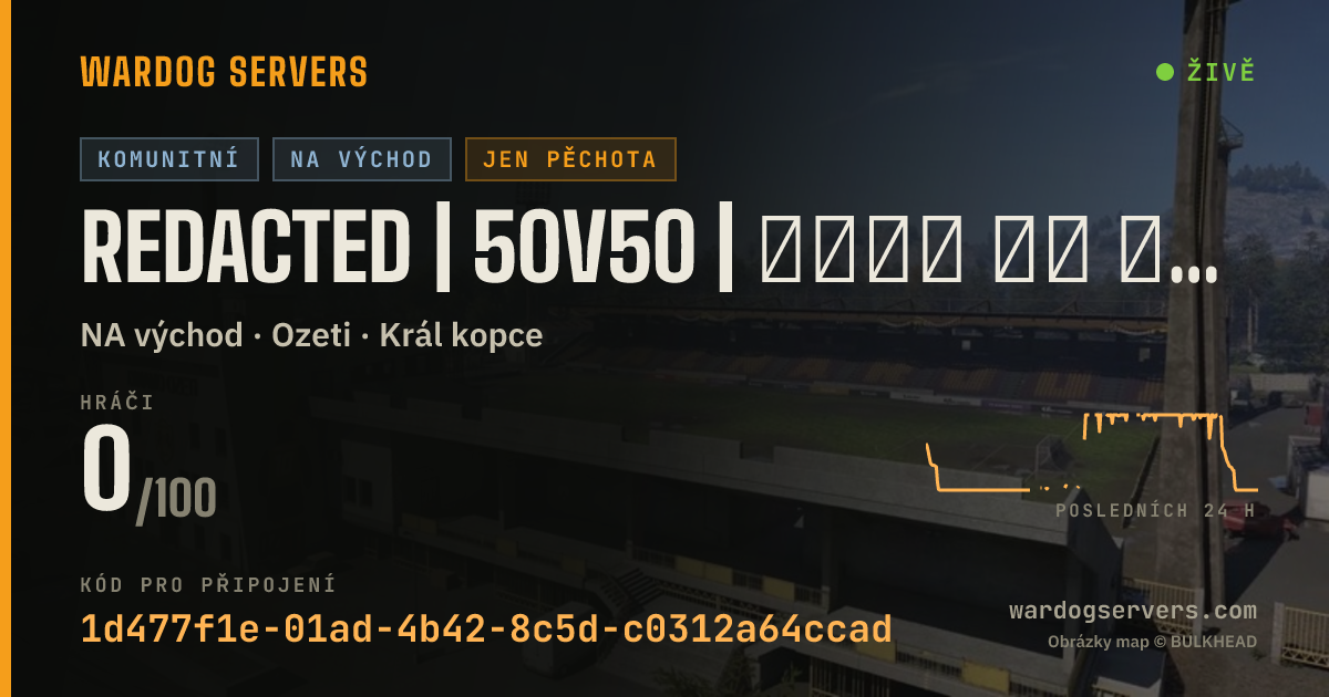 Živý stavový banner serveru REDACTED | 50v50 | 🅹🅾🅸🅽 🅾🆁 🆈🅾🆄'🆁🅴 🅶🅰🆈