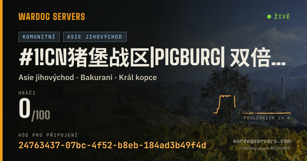 Živý stavový banner serveru #1!CN猪堡战区|PigBurg| 双倍经验 | 自研反作弊 | 杜绝外挂 | QQ群636973498 | 官服互通