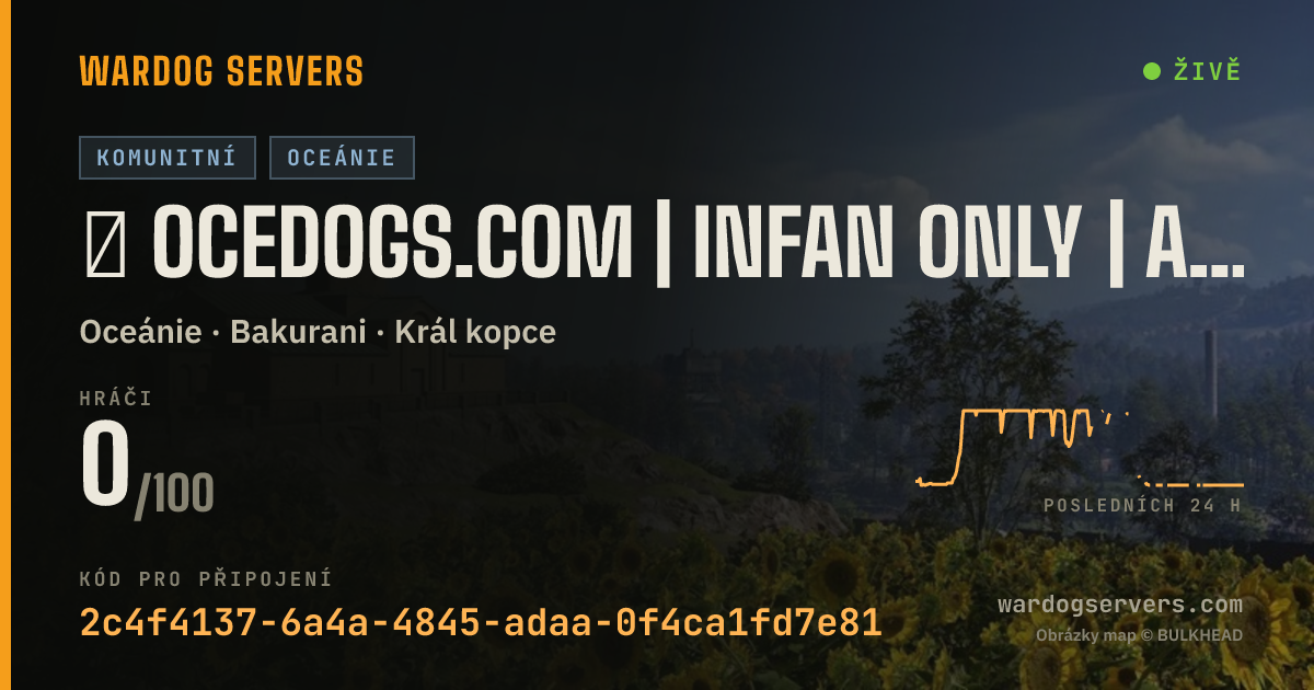 Živý stavový banner serveru ★ OCEDOGS.COM | INFAN ONLY | ACTIVE ADMINS | DISCORD.GG/OCEDOGS