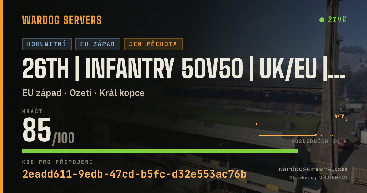Živý stavový banner serveru 26TH | INFANTRY 50V50 | UK/EU | QUESTS | ADMINS | DISCORD.GG/26T