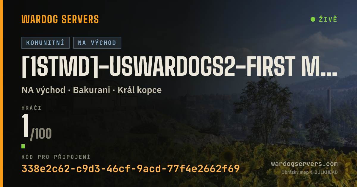 Živý stavový banner serveru [1stMD]-USWardogs2-First Marine Division discord.gg/1stmardiv