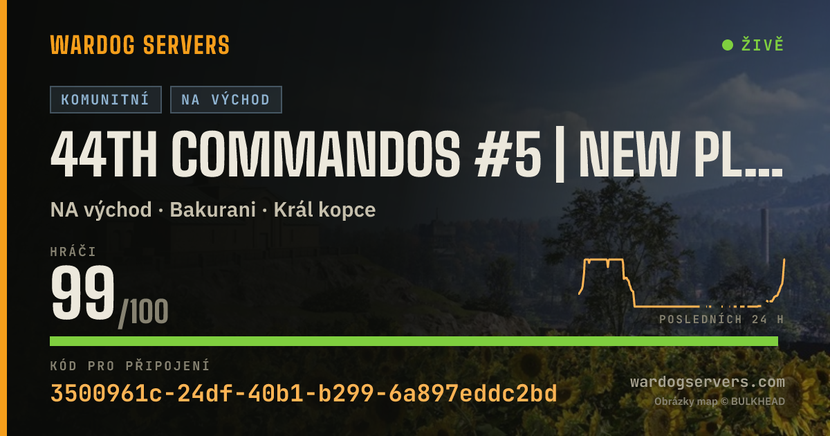 Živý stavový banner serveru 44th Commandos #5 | New Player Friendly | US East | discord.gg/4