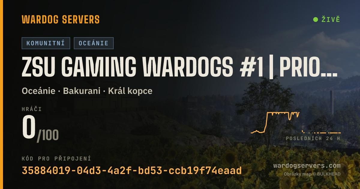 Živý stavový banner serveru ZSU Gaming Wardogs #1 | PRIORITY QUEUE @ ZSU.GG