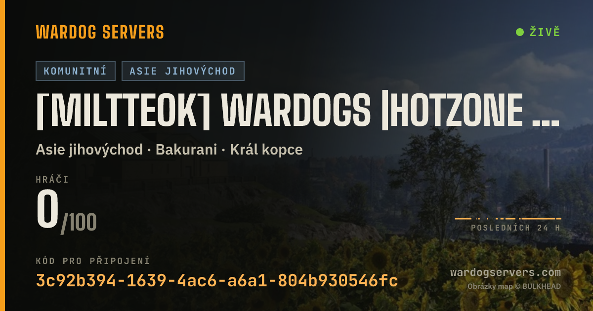 Živý stavový banner serveru [Miltteok] Wardogs |HotZone Boost| Active Admins