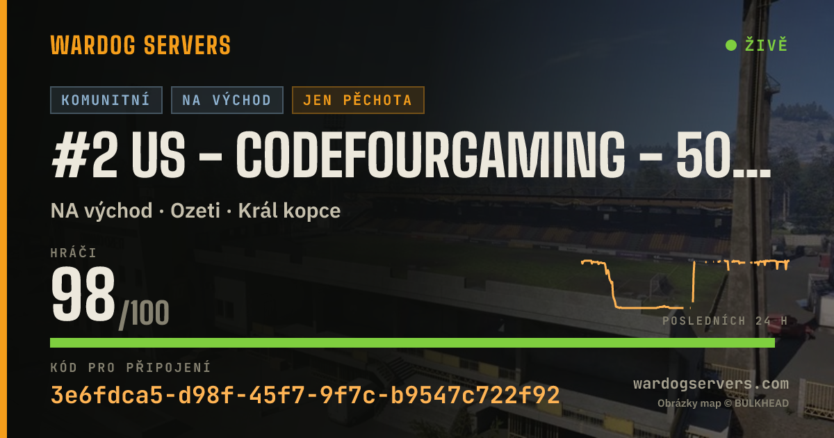 Živý stavový banner serveru #2 US - CodeFourGaming - 50v50 Infantry - discord.gg/c4g