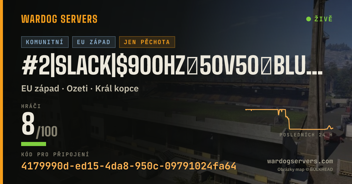 Živý stavový banner serveru #2|SLACK|$900HZ★50v50★BLUE🆅GREEN★NO SNIPERS/DMRs
