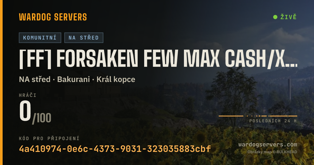 Živý stavový banner serveru [FF] Forsaken Few Max CASH/XP discord.gg/TcGYbuMdH7