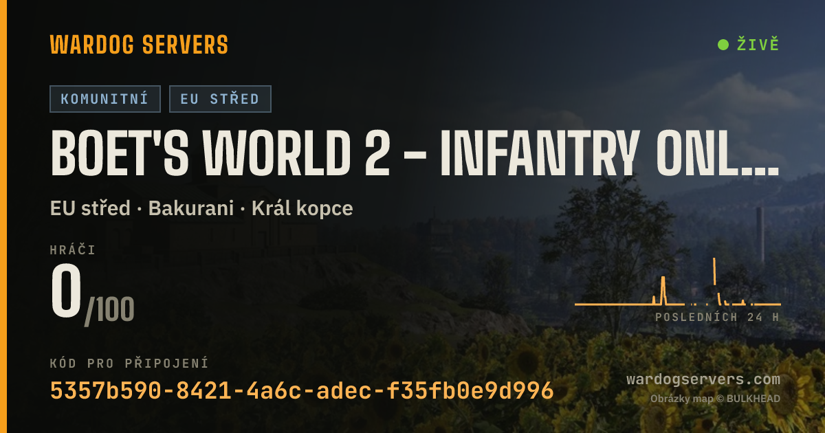 Živý stavový banner serveru BOET'S WORLD 2 - INFANTRY ONLY (BACKUP SERVER)