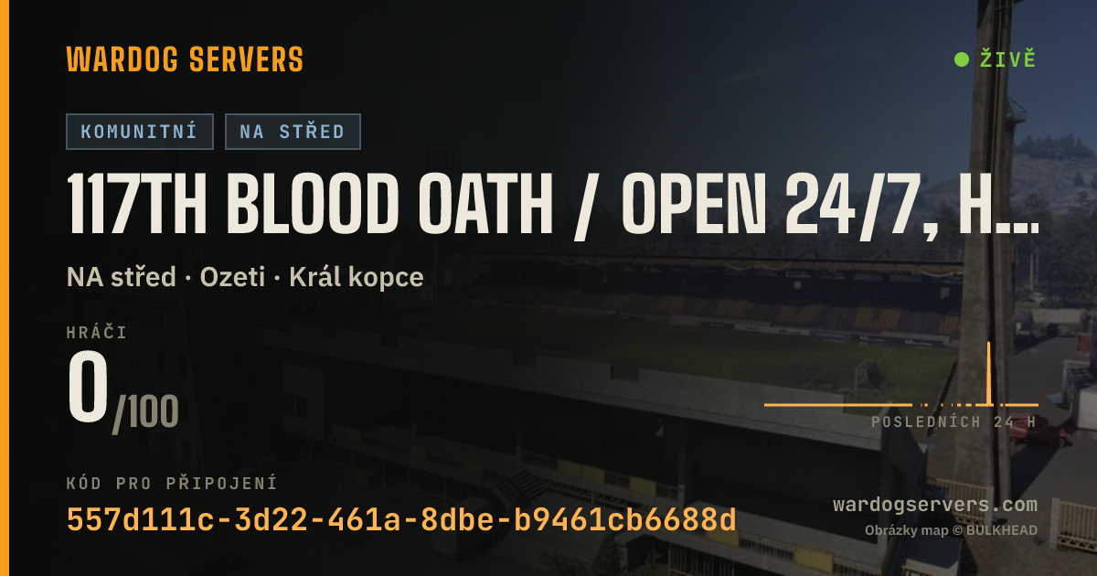 Živý stavový banner serveru 117th Blood Oath / open 24/7, hardcore nights, events