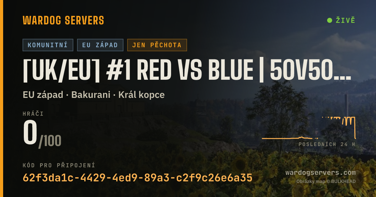 Živý stavový banner serveru [UK/EU] #1 Red Vs Blue | 50v50 I Infantry Only | Dome Hunter - N