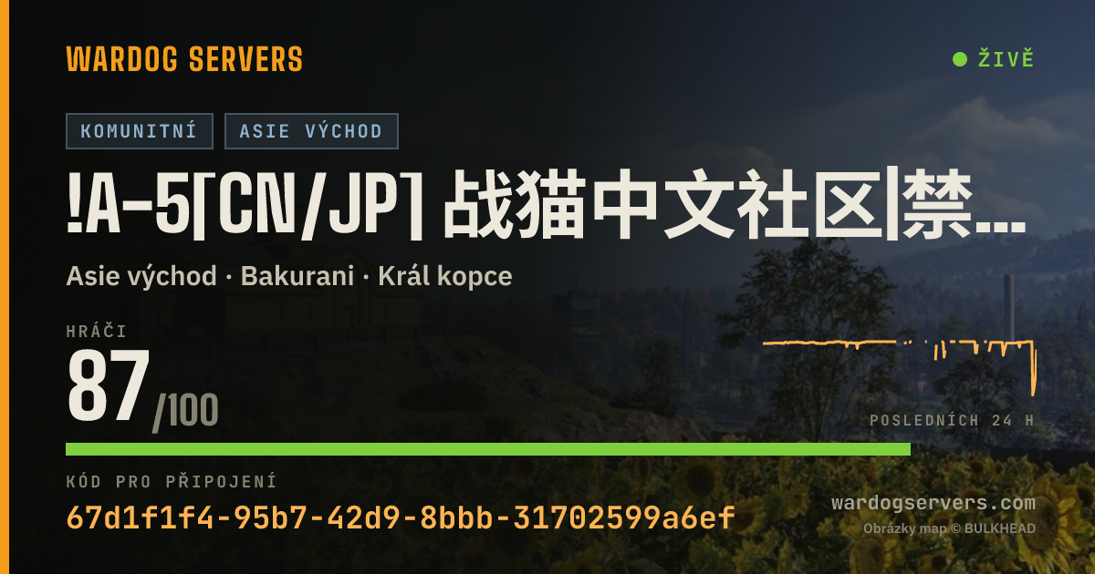 Živý stavový banner serveru !A-5[CN/JP] 战猫中文社区|禁止压家与武装载具|步战 QQ群953273555