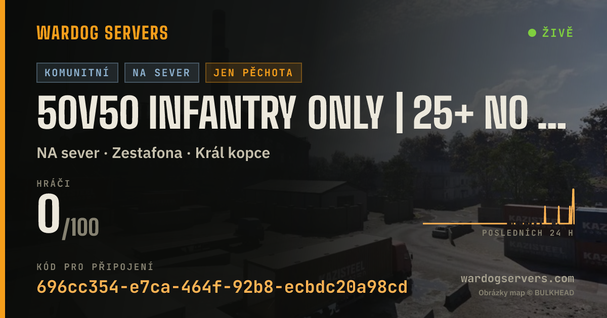 Živý stavový banner serveru 50v50 infantry only | 25+ no girls allowed | Rainy + Sunny Rotat