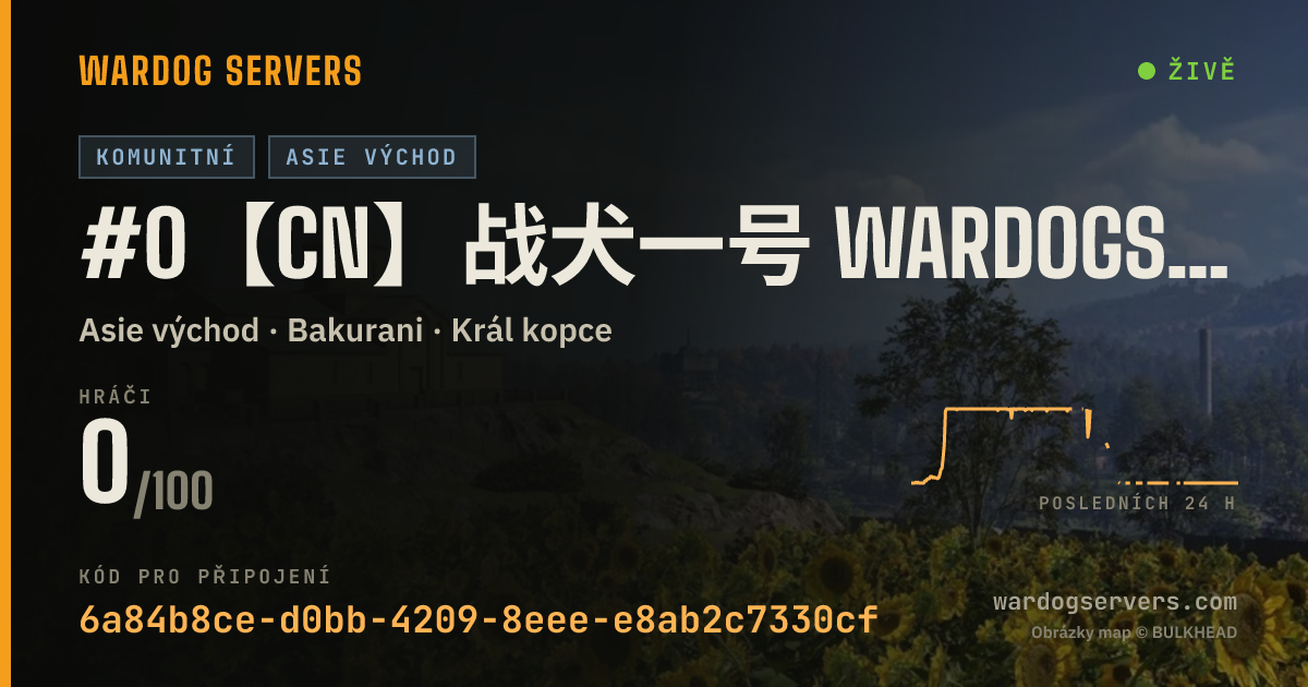 Živý stavový banner serveru #0【CN】战犬一号 wardogs one 官方经济｜24小时通宵社区服｜QQ群：1015264983