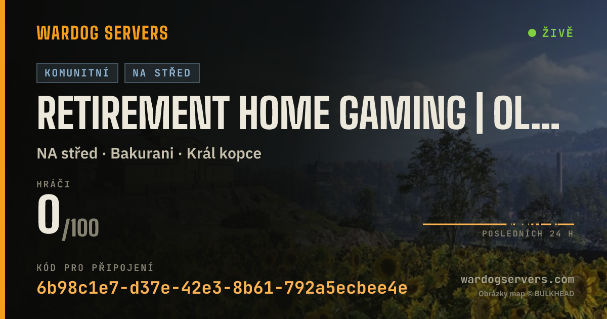 Živý stavový banner serveru Retirement Home Gaming | Old Dogs. New Wars | Veteran Owned 24/7