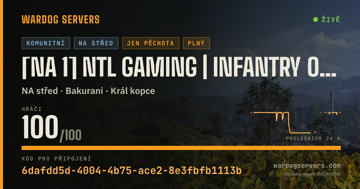 Živý stavový banner serveru [NA 1] NTL Gaming | Infantry Only | discord.gg/NTLGaming