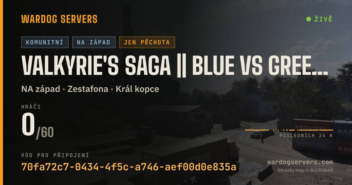 Živý stavový banner serveru Valkyrie's Saga || Blue Vs Green || Active Admins || Valkyriessa