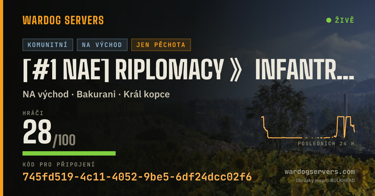 Živý stavový banner serveru [#1 NAE] RIPLOMACY 》INFANTRY ONLY 》JOIN FOR FREE QUEUE SKIP!