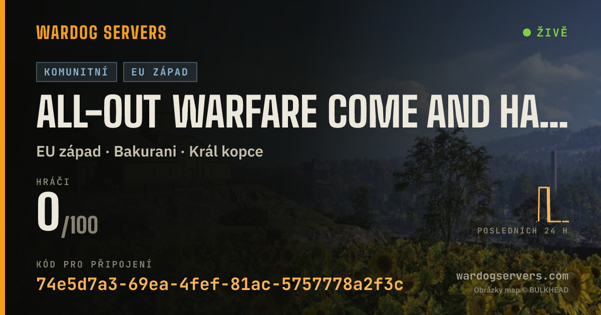 Živý stavový banner serveru All-Out Warfare Come and have Fun.