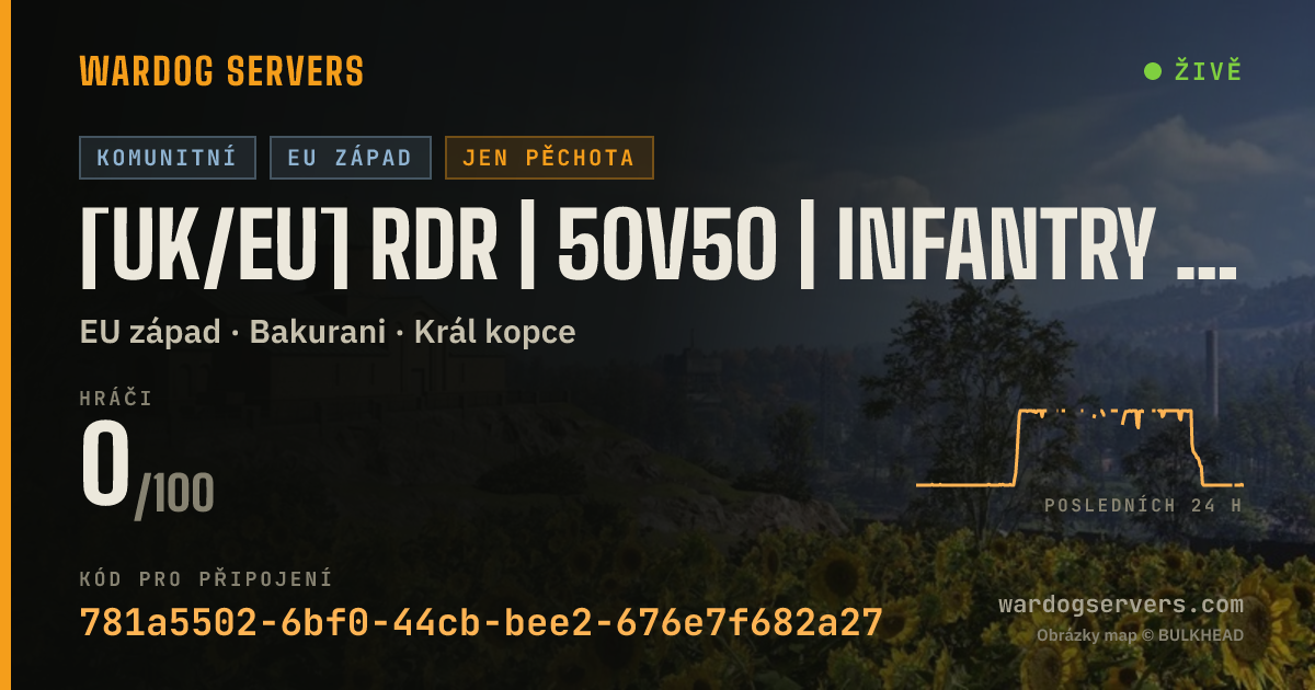 Živý stavový banner serveru [UK/EU] RDR | 50v50 | Infantry | Discord.gg/rdrwardogs
