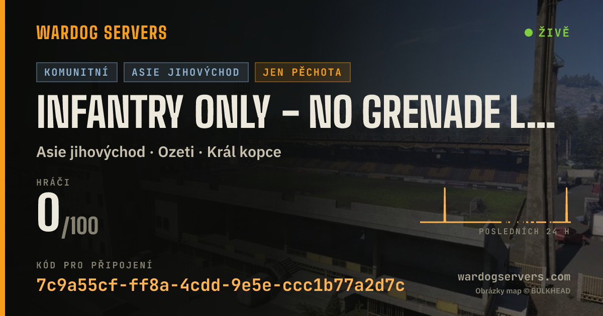 Živý stavový banner serveru Infantry only - No Grenade Launchers, Armed Vehicles, Snipers