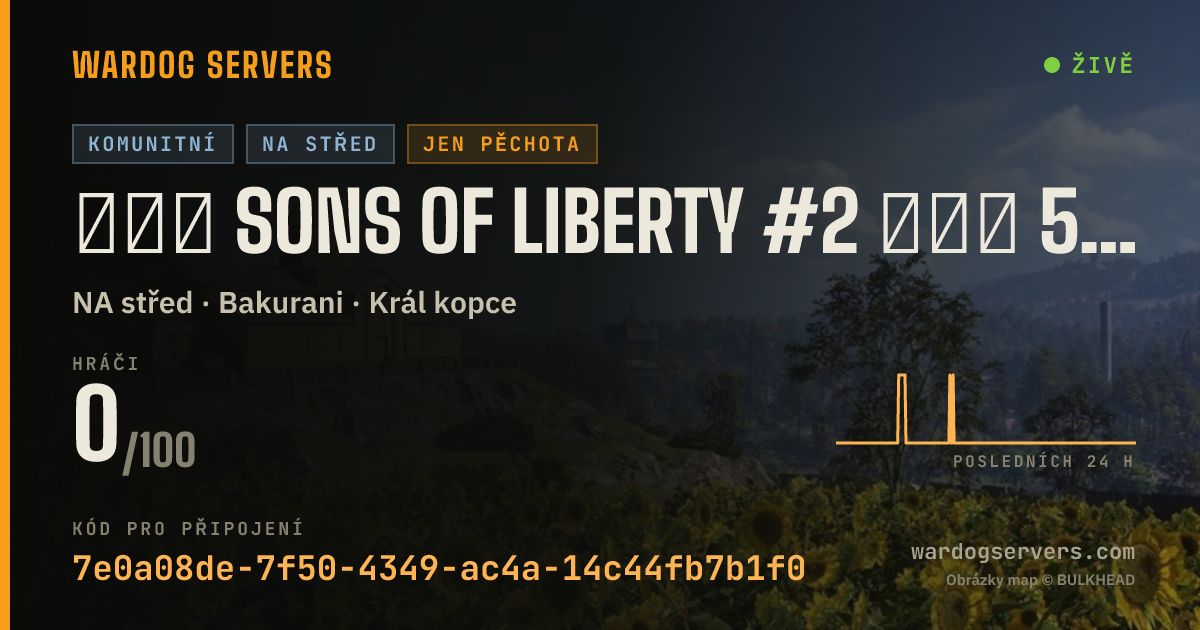 Živý stavový banner serveru ▂▅▇ SONS OF LIBERTY #2 ▇▅▂ 50V50 ★ Infantry ★ SONS.GG