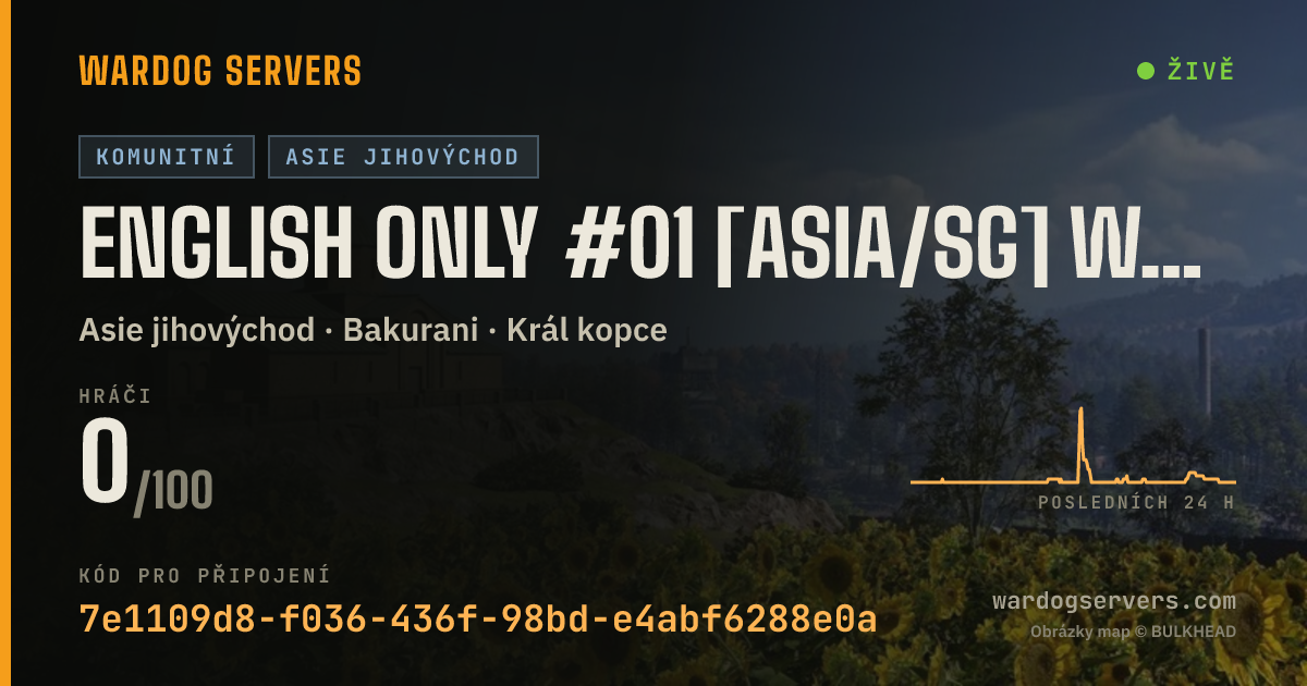 Živý stavový banner serveru ENGLISH ONLY #01 [ASIA/SG] Wardogs.ceo | ACTIVE ADMIN