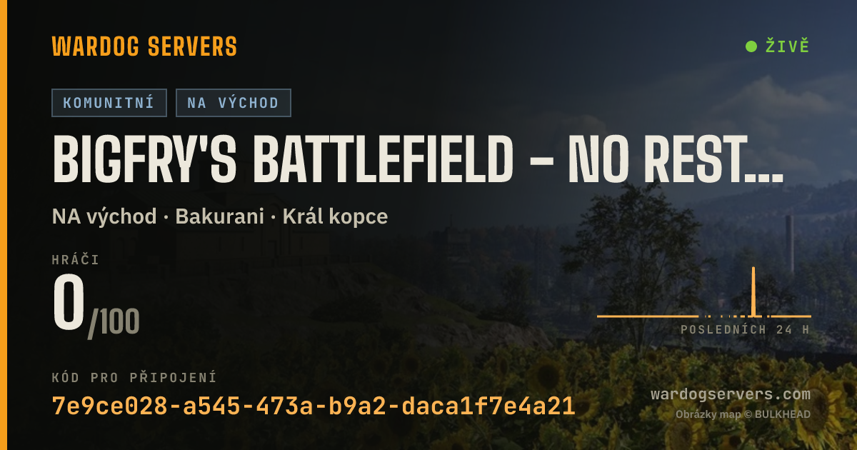 Živý stavový banner serveru Bigfry's Battlefield - No Restrictions - Active Admins
