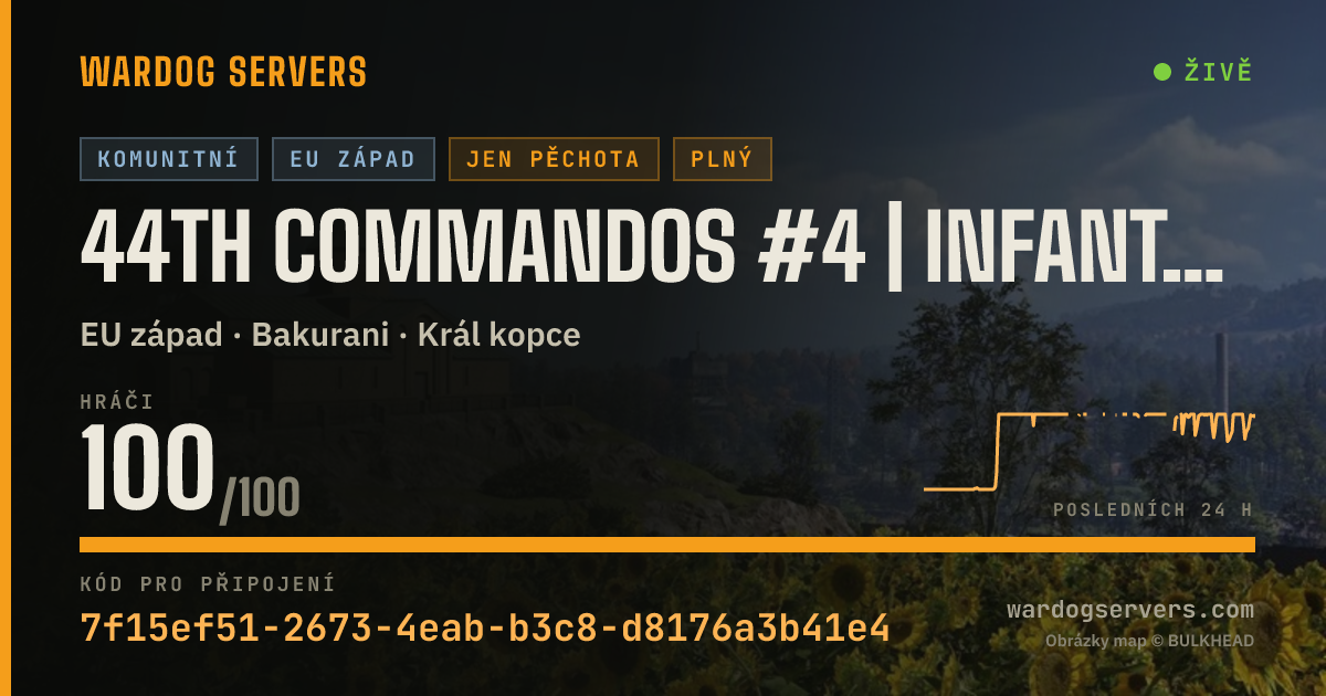Živý stavový banner serveru 44th Commandos #4 | Infantry Only - 50v50 NO GL | discord.gg/44t
