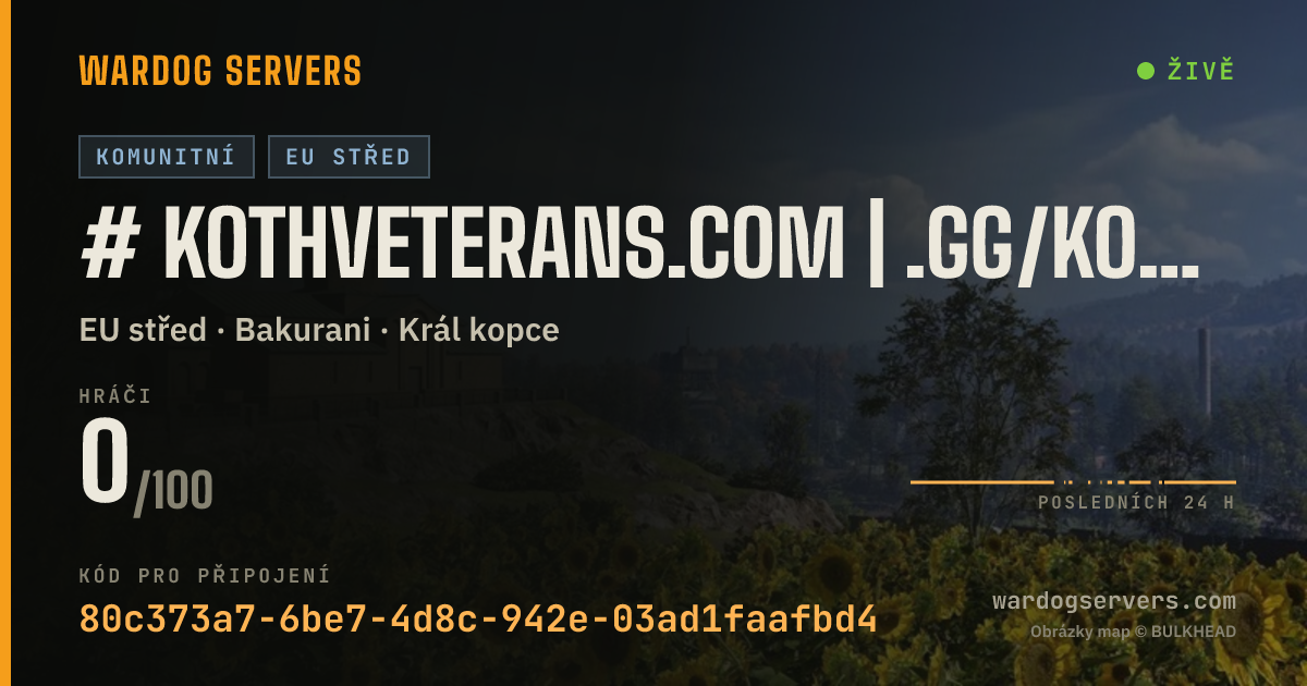 Živý stavový banner serveru # KOTHVeterans.com | .gg/kothveterans | EU1 | Infantry Only