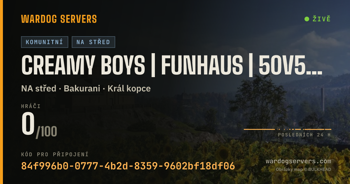 Živý stavový banner serveru CREAMY BOYS | FUNHAUS | 50v50 | ACTIVE ADMINS