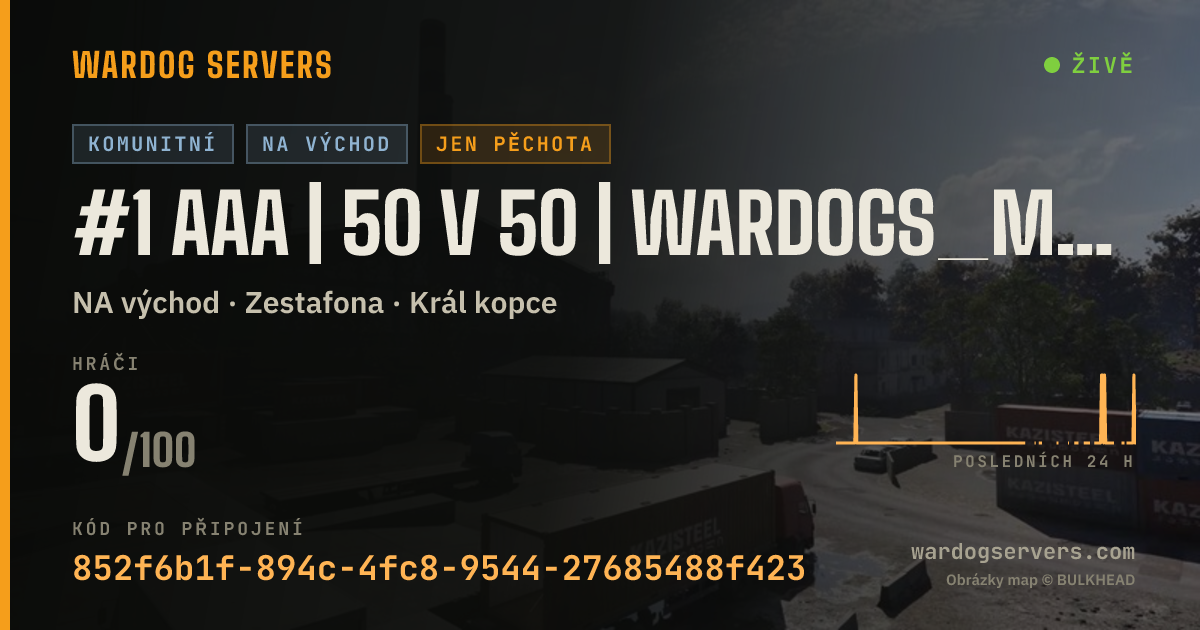 Živý stavový banner serveru #1 AAA | 50 v 50 | Wardogs_Mafia | NA-East | INFANTRY ONLY