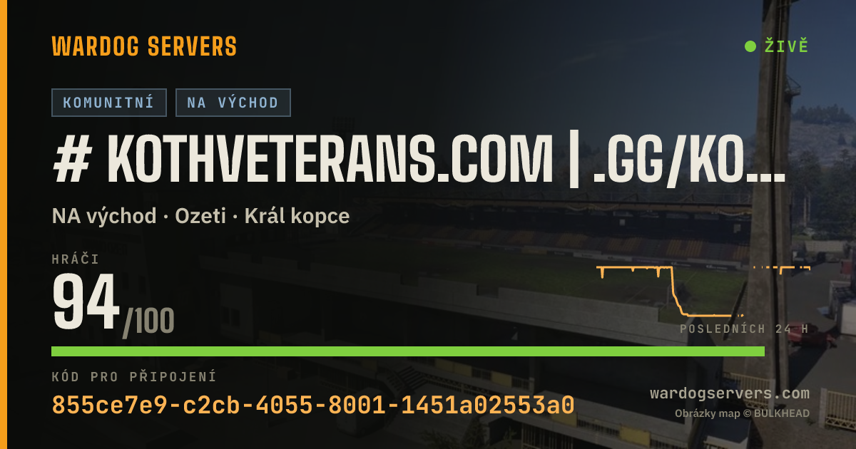 Živý stavový banner serveru # KOTHVeterans.com | .gg/kothveterans | NA1 | LVL 30 MAX