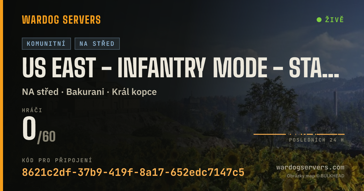 Živý stavový banner serveru US East - Infantry Mode - Starts On 20